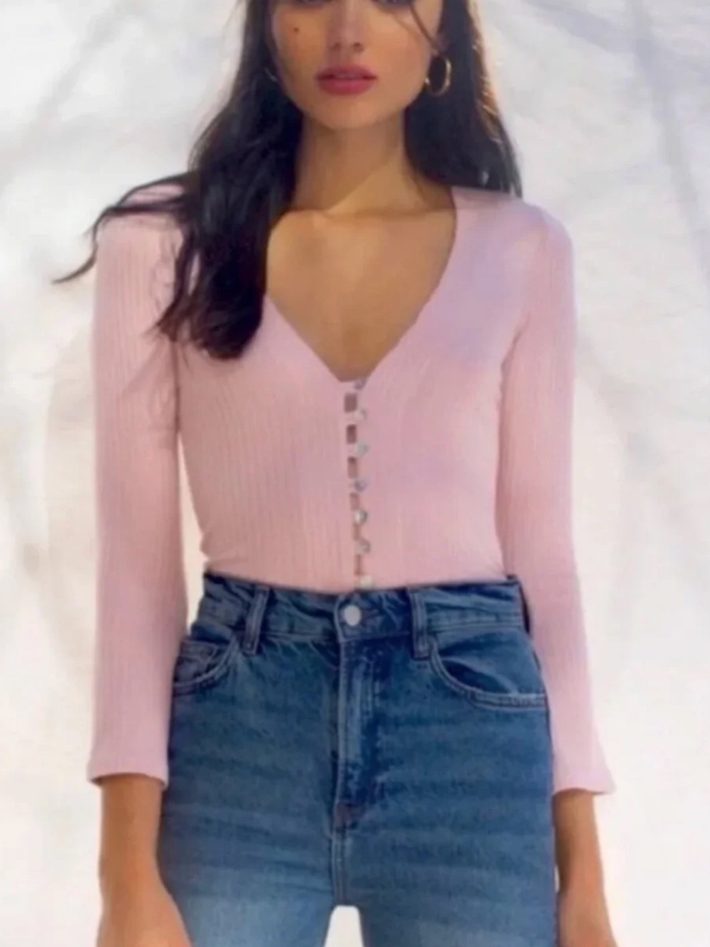Reformation Gellar Top, Blush Pink, size M
